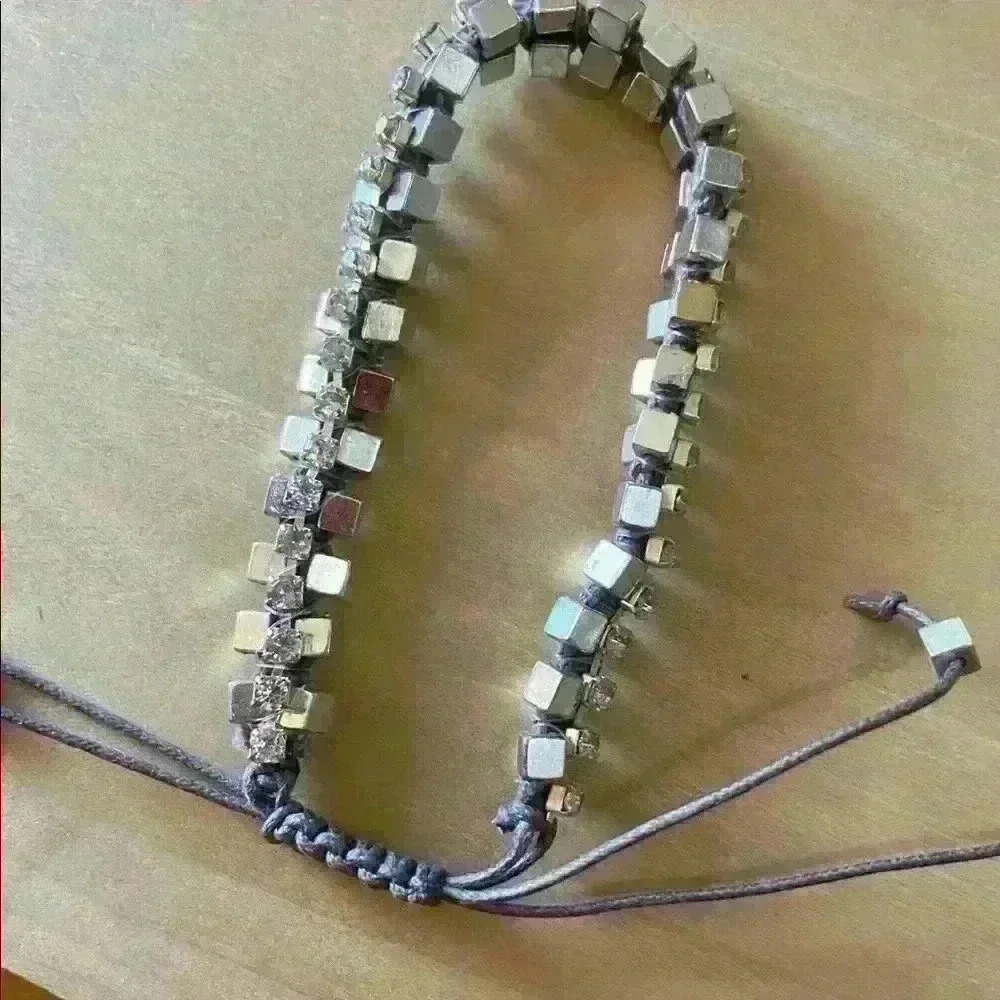 adjustable twine silver and gem bracelet - Picture 6 of 11